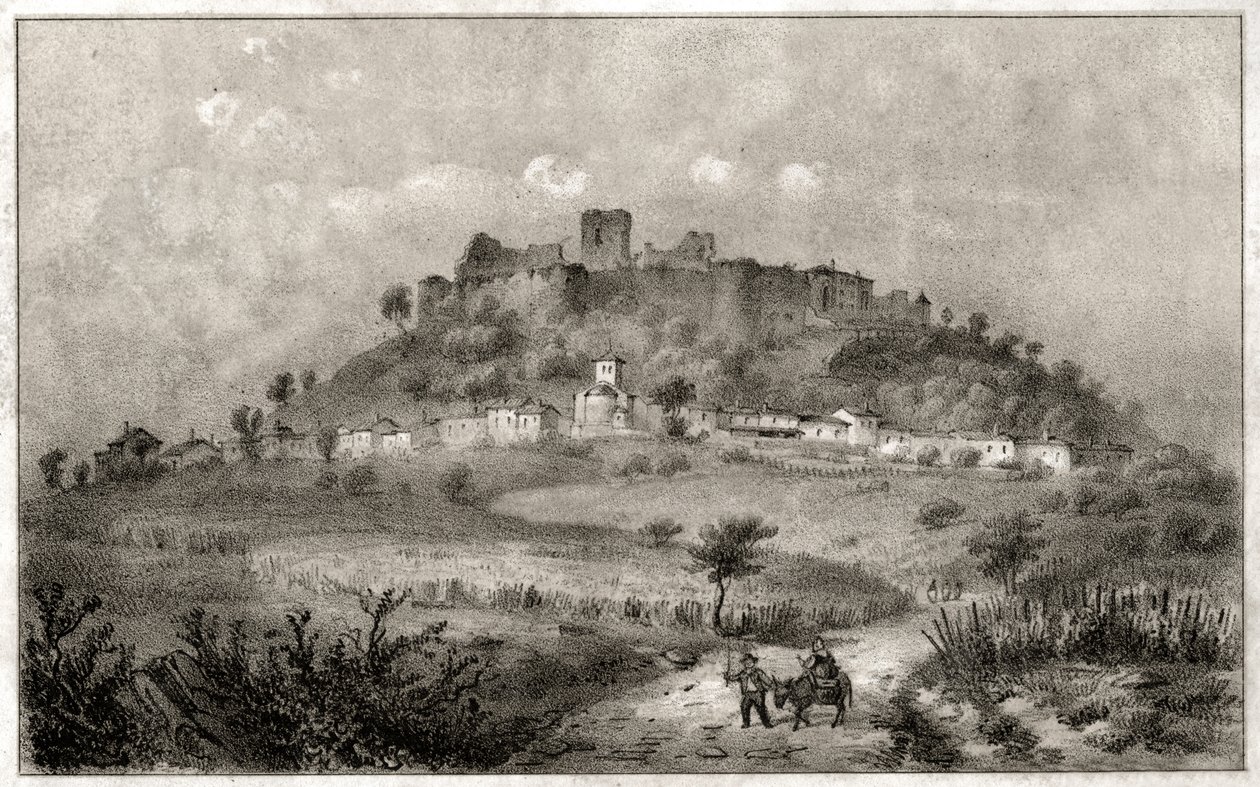 Prenyn linnan rauniot, Lorraine. noin 1860 (kaiverrus) tekijältä . .