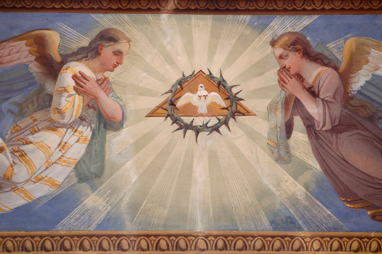 Església de Rumilly. Pintura mural. Àngels i Esperit Sant. França.finès tekijältä . .