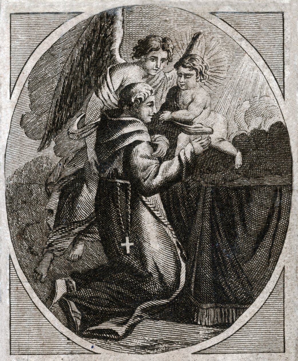 Pyhä Antonius Padovalainen, 1800-luvun alku (kaiverrus) tekijältä . .