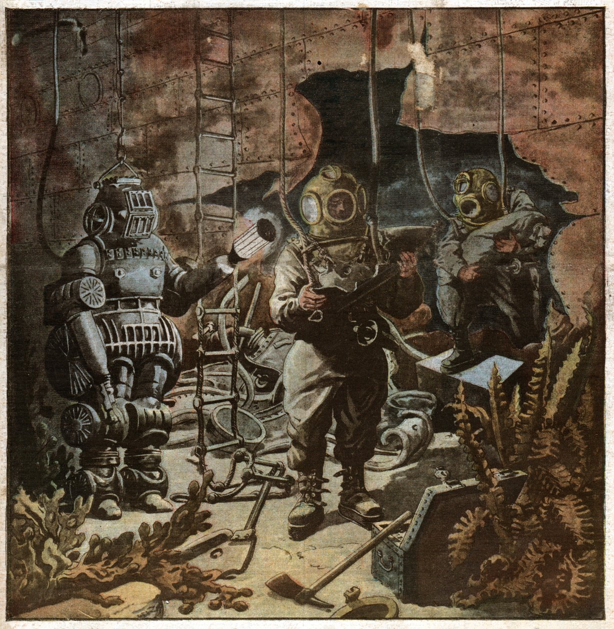 Scaphandriers. Sukeltajat. tekijältä Ferdinand Georg Waldmuller