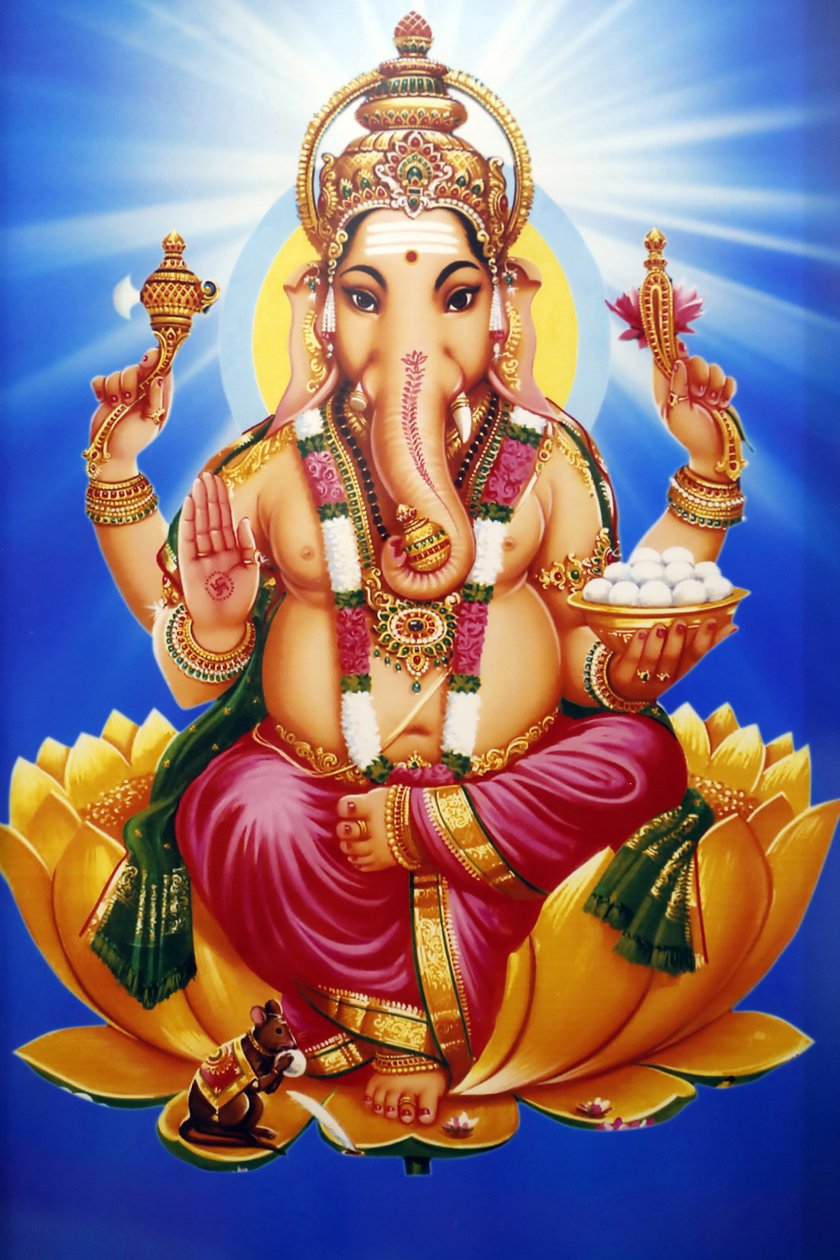 Shivan hindutemppeli. Ganesha tai Ganapati: elefanttipäinen hindujumala. tekijältä . .