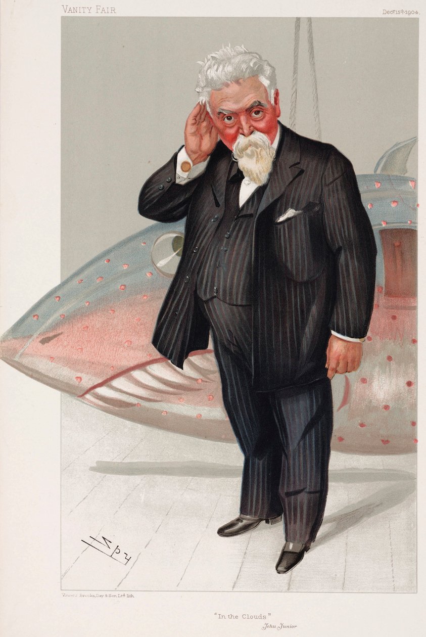 Sir Hiram Maxim, amerikkalainen bor, brittiläinen insinööri ja keksijä tekijältä Henry Charles Fehr