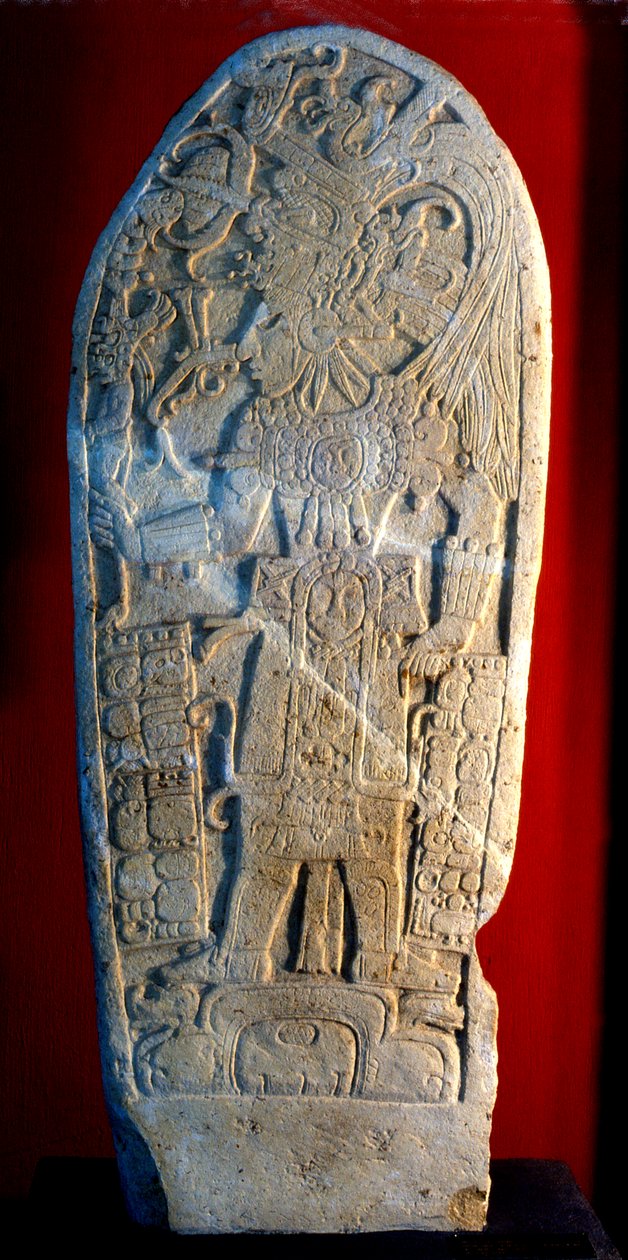 Stela 4 Machaquilasta, Peten, Guatemala, myöhäisklassinen aika, 6. toukokuuta 820 jKr (kivi) tekijältä Hippolyte Lalaise Devéria
