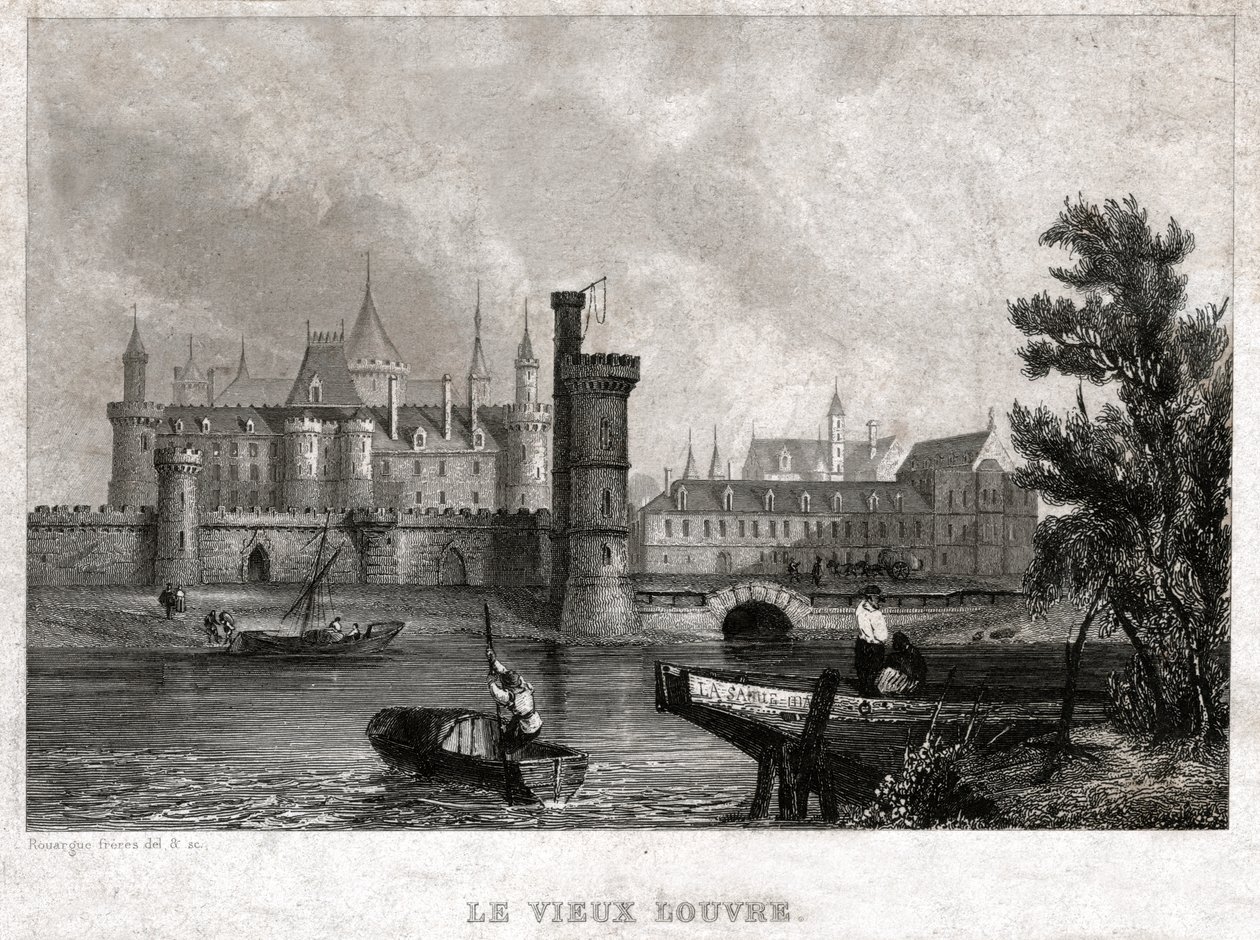 Vanha Louvre, 1800-luvun alussa (kaiverrus) tekijältä . .