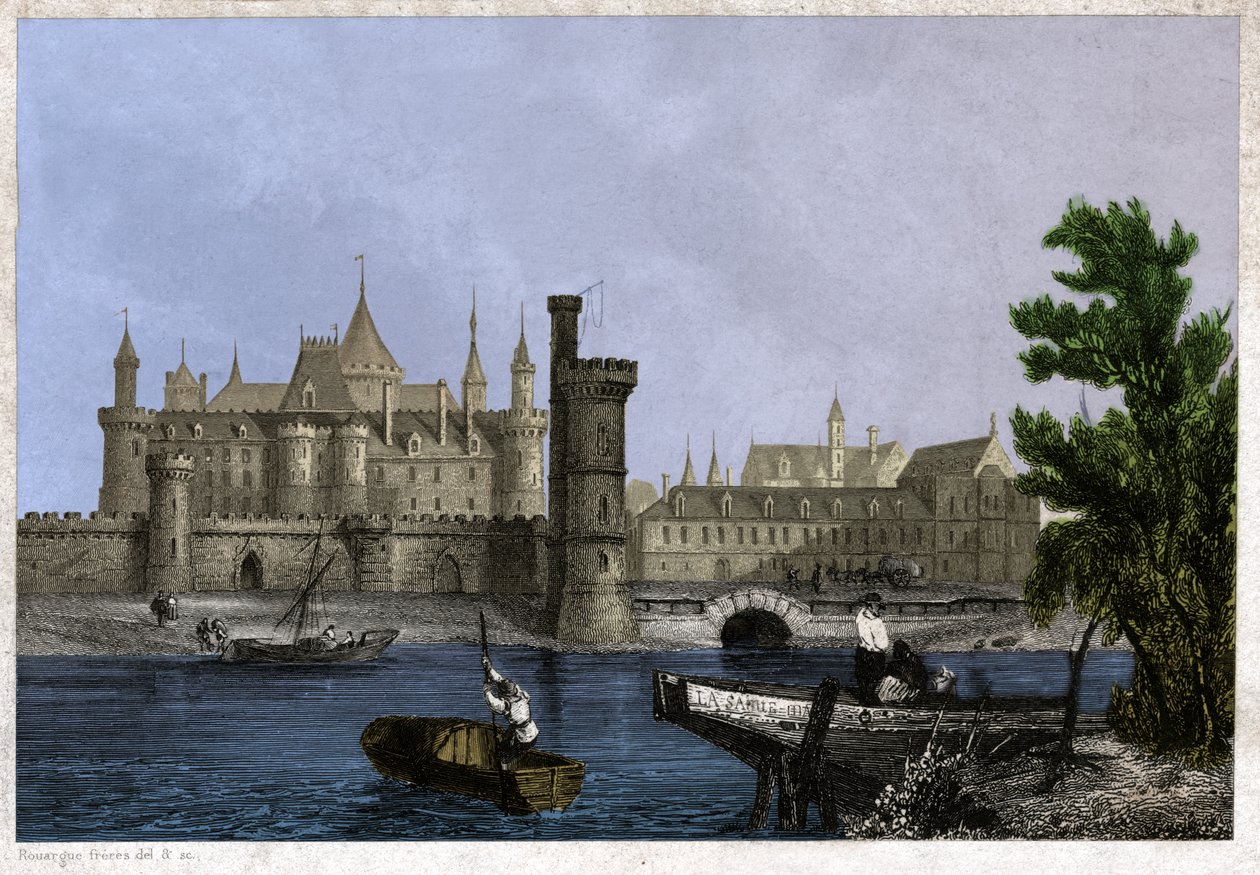 Vanha Louvre, 1800-luvun alussa (kaiverrus) tekijältä . .