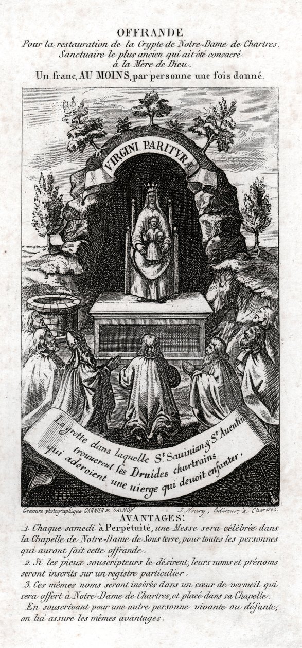 Druidien palvoma Neitsyt Maria. noin 1850 (kaiverrus) tekijältä . .