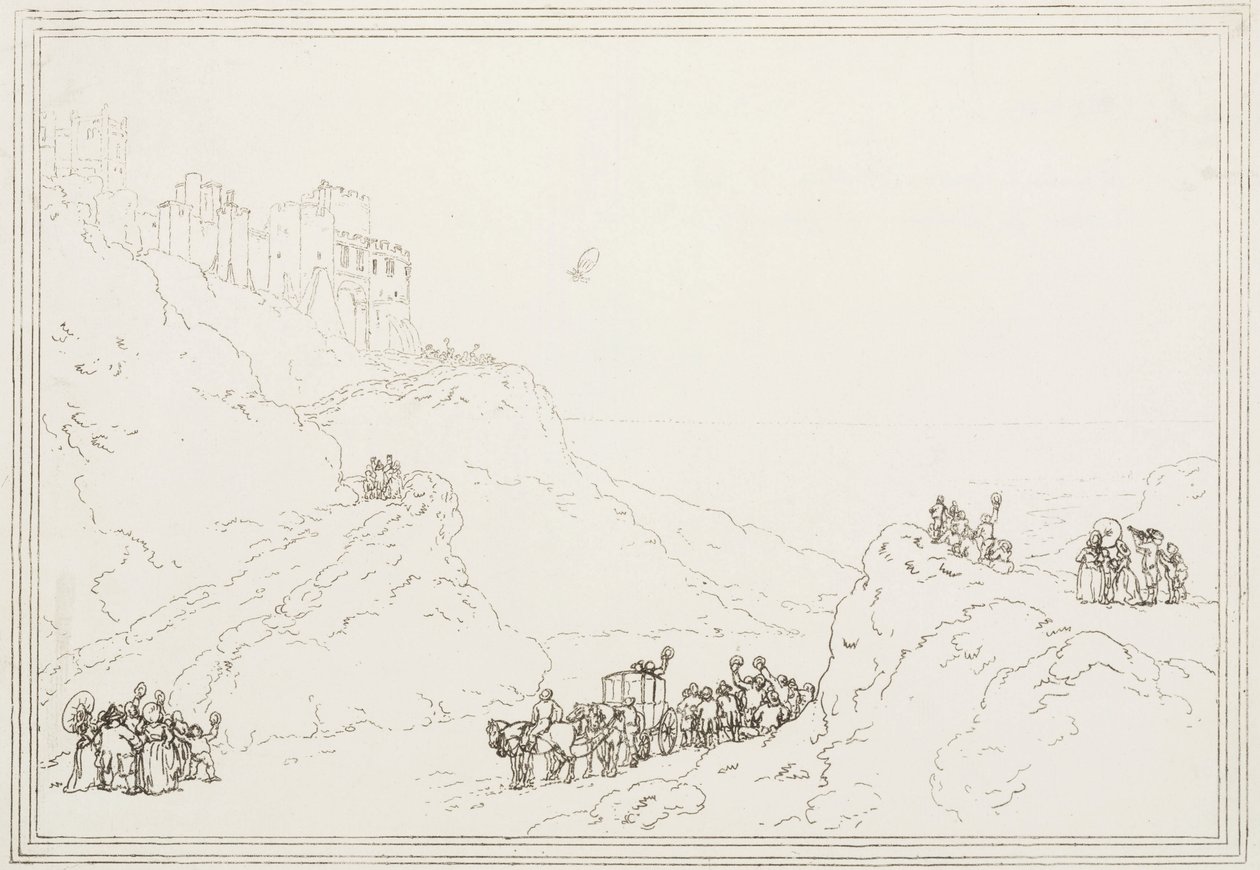 Ensimmäinen kanavan ylitys ilmapallolla, 7. tammikuuta 1785 tekijältä Frederick (attr. to) Barnard