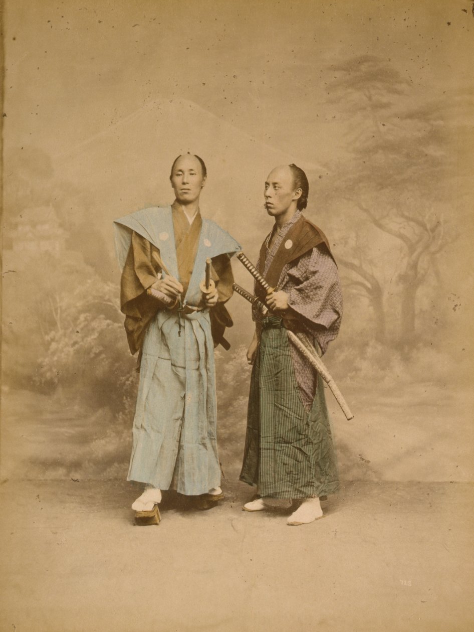 Kaksi japanilaista miestä, mahdollisesti samurai, n. 1877 (kuva) tekijältä . .