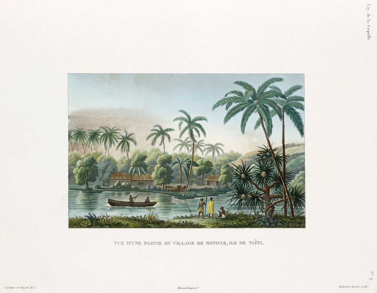 Näkymä kylään Matavaissa, Tahitin saarella tekijältä Frederick (attr. to) Barnard