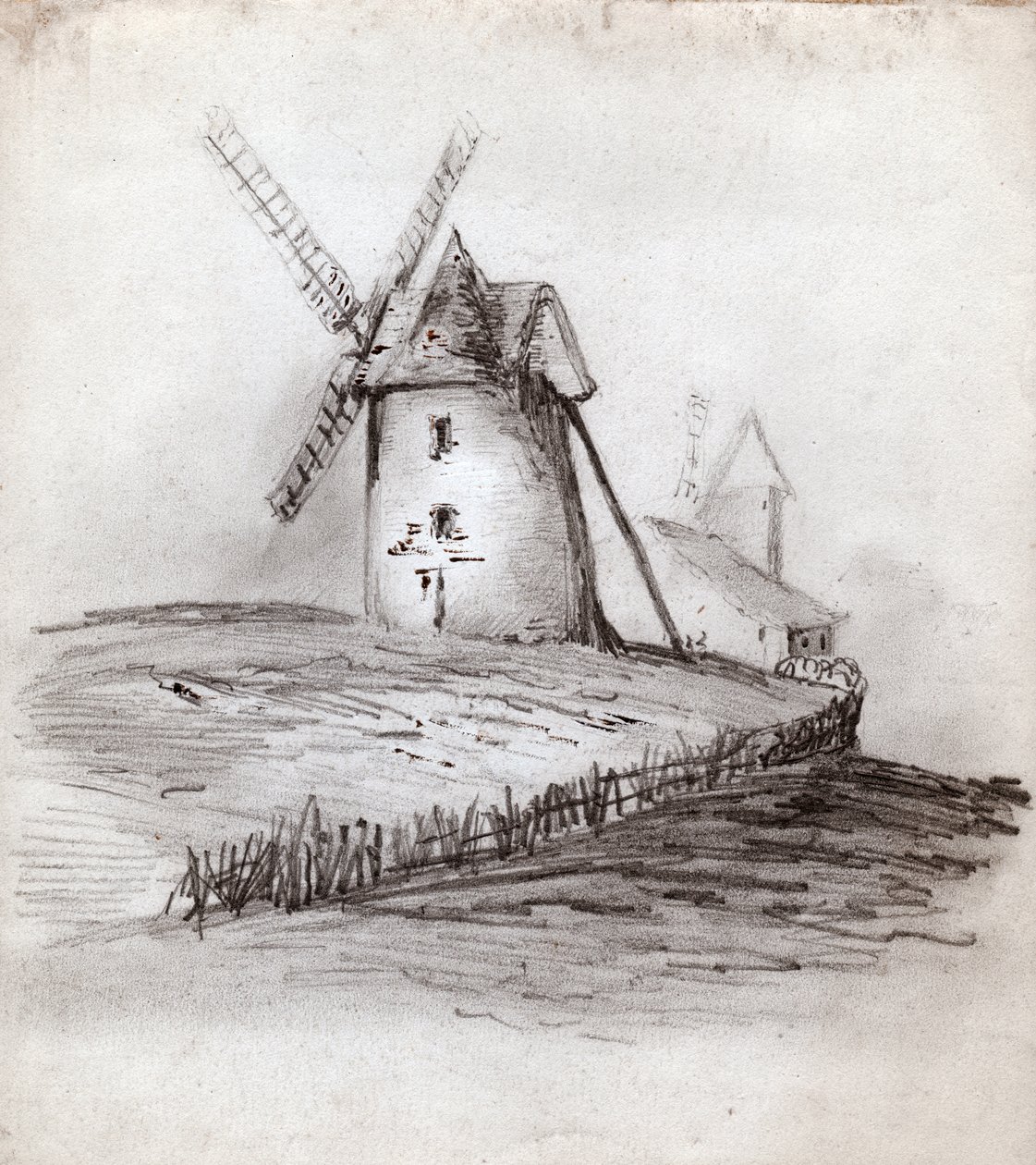 Tuulimylly Normandiassa, Ranskassa. noin 1830 (kuva) tekijältä . .