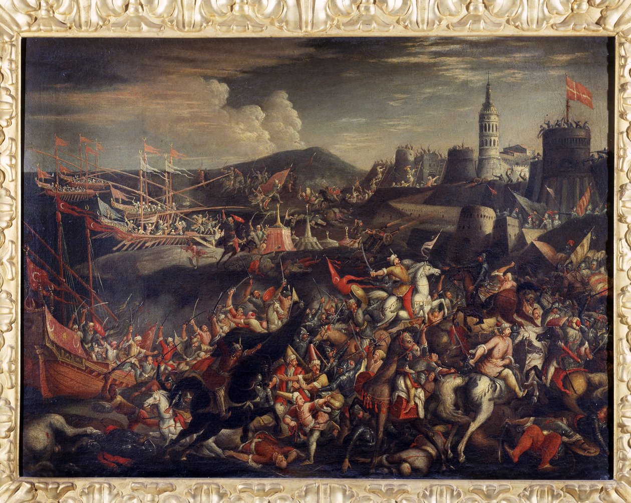 Saraseenien hyökkäys Maltan saarella, jota Knights Hospitaller puolusti vuonna 1565 tekijältä Italian School