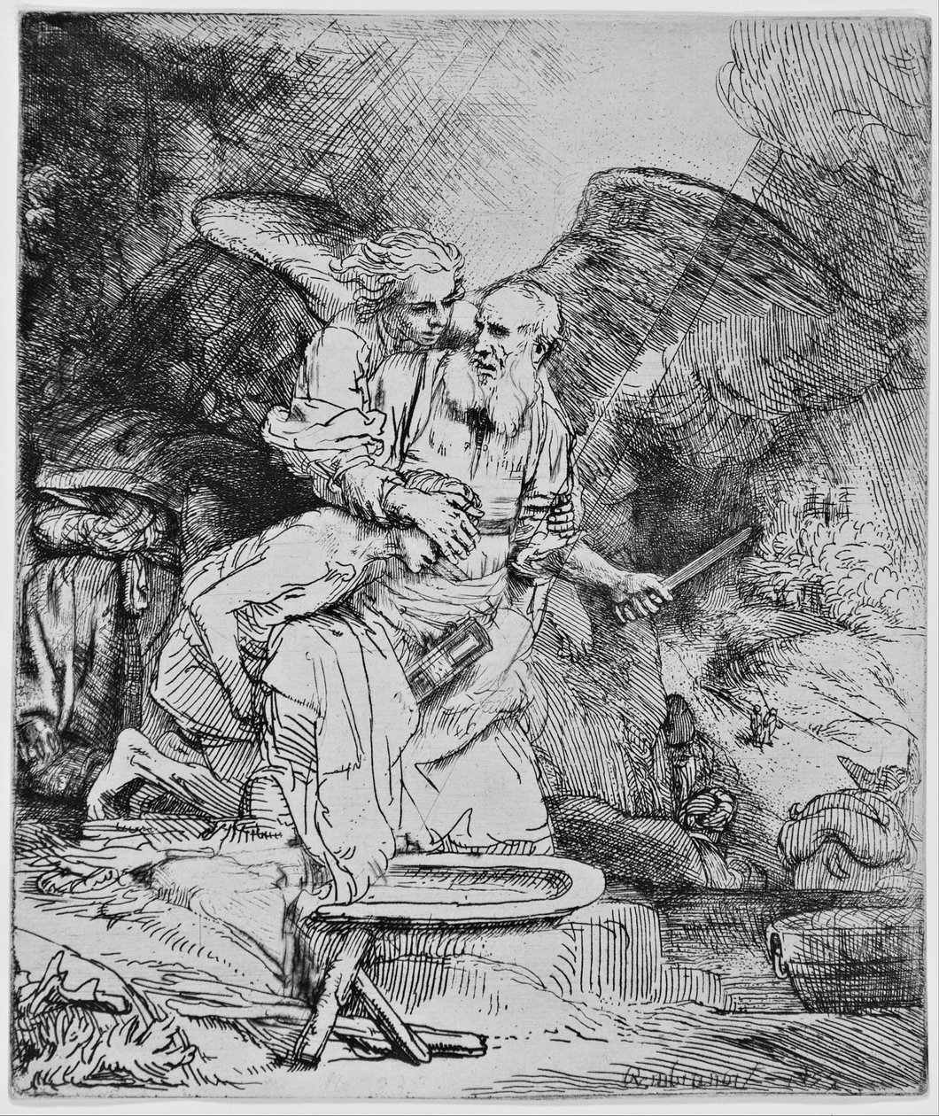 Aabrahamin uhri tekijältä Rembrandt van Rijn
