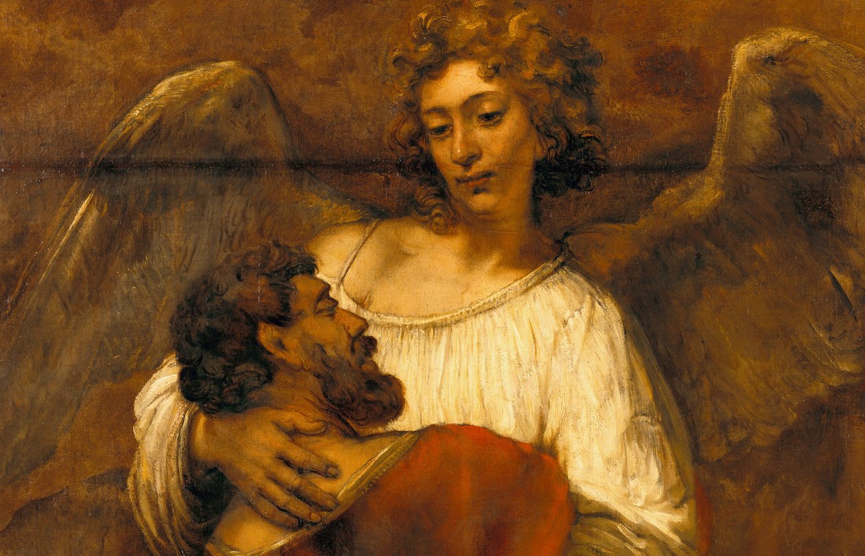 Jaakobin kamppailu enkelin kanssa tekijältä Rembrandt van Rijn