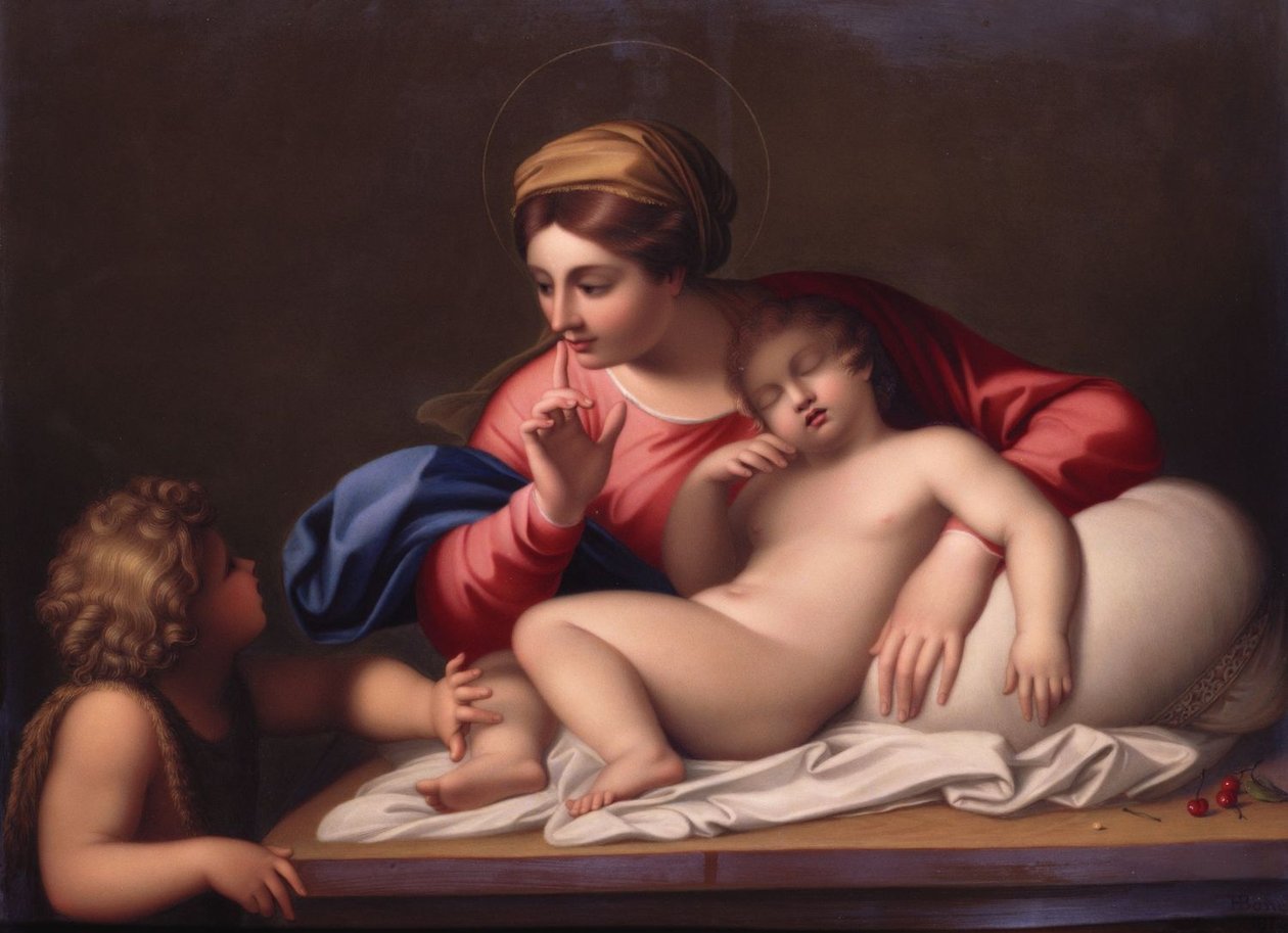 Madonna ja nukkuva lapsi Pyhän Johannes Kastajan kanssa tekijältä Annibale Carracci