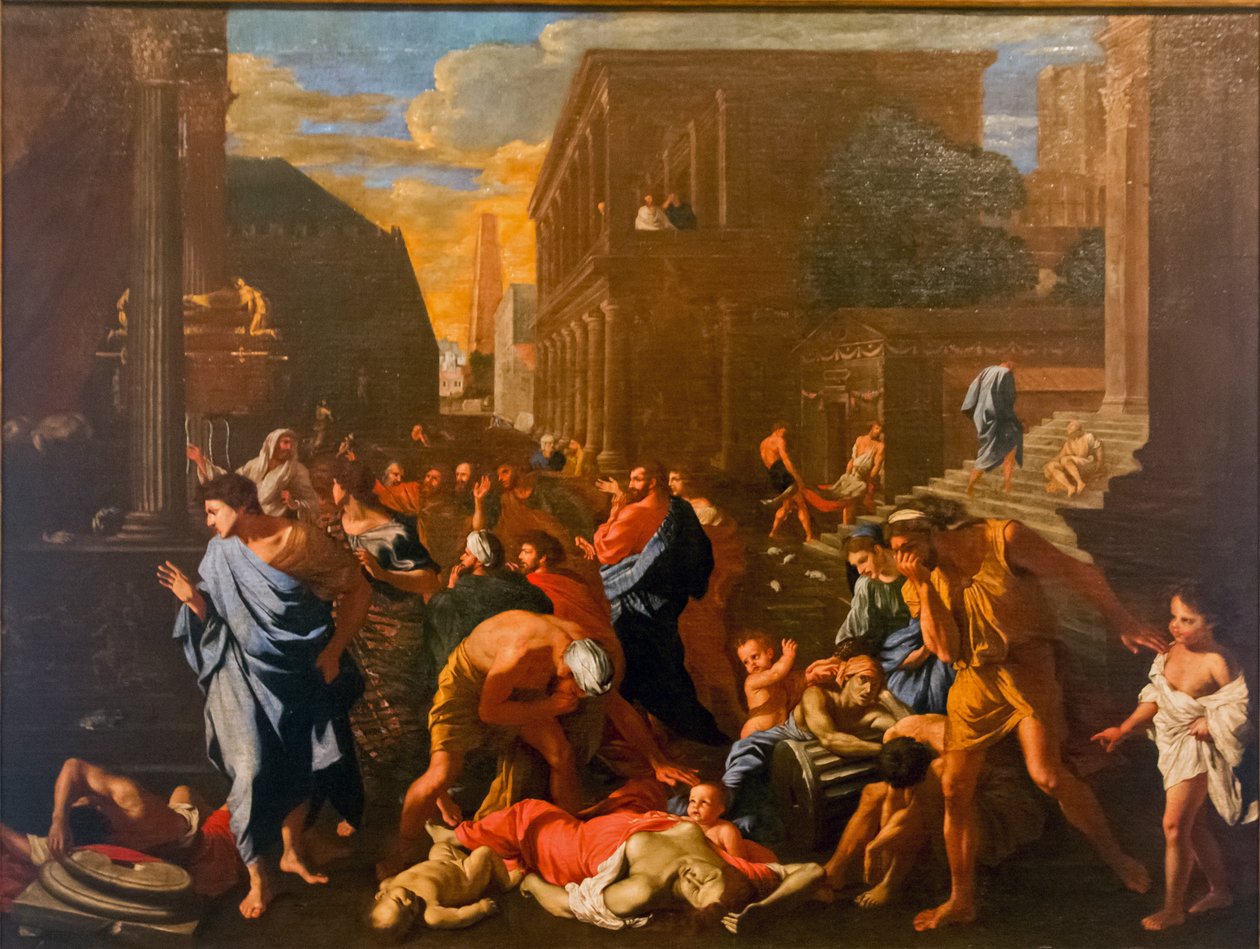 rutto iski filistealaisten kimppuun Asdodin kaupungissa. tekijältä after Nicolas Poussin