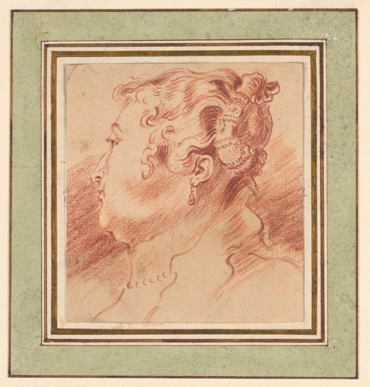 Tutkimus naisen päästä tekijältä after Antoine Watteau