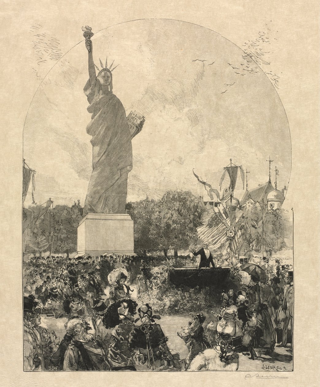 Liberty valaisee maailmaa, jonka amerikkalaiset tarjosivat Pariisin kaupungille tekijältä after Auguste Louis Lepère