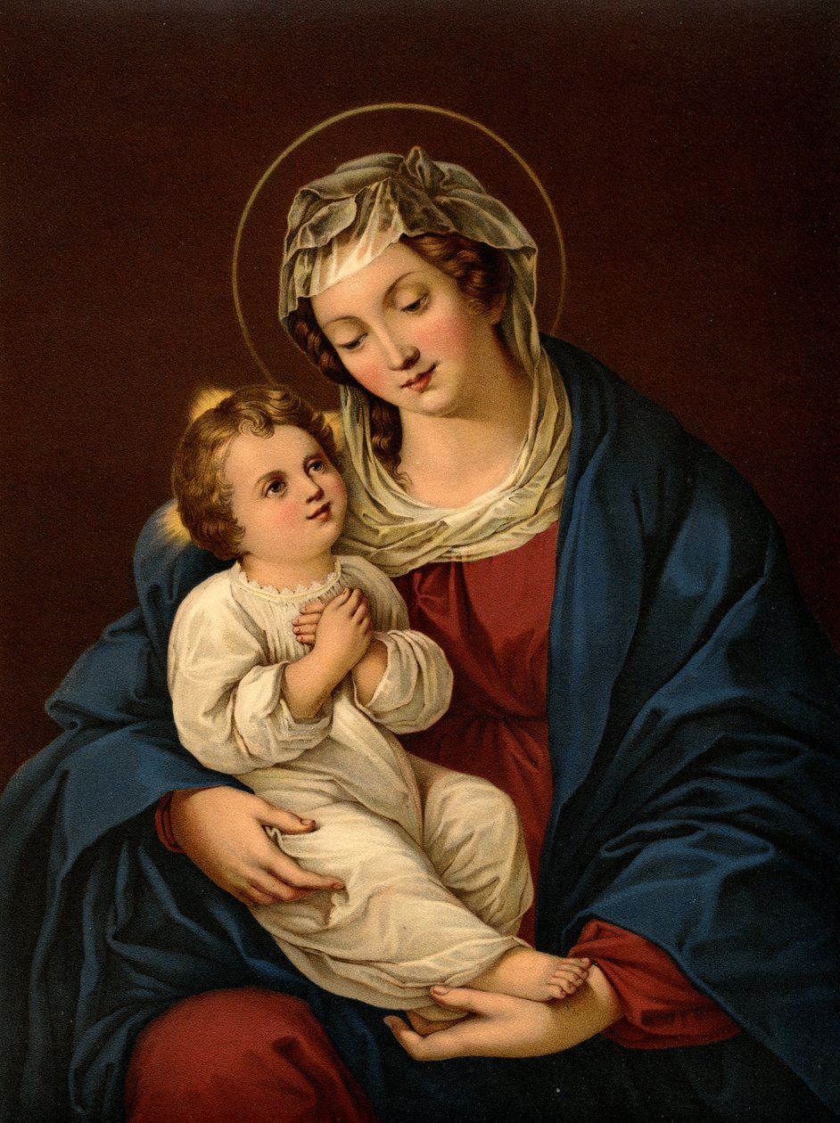 Äiti Maria ja lapsi Jeesus tekijältä after Bartolome Esteban Murillo