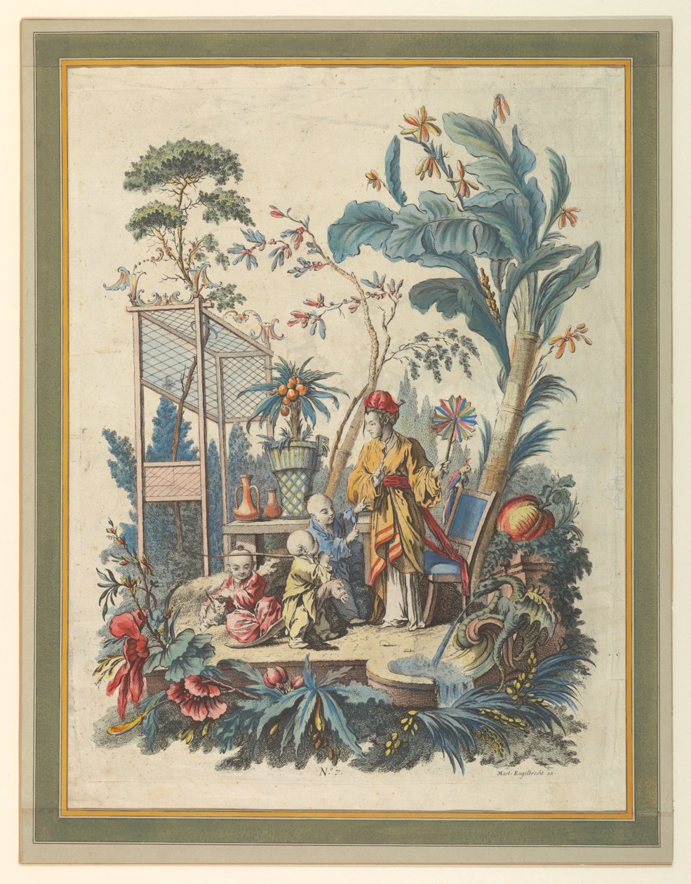 Levy 7 sarjasta kiinalaisia genrekohtauksia tekijältä after Francois Boucher