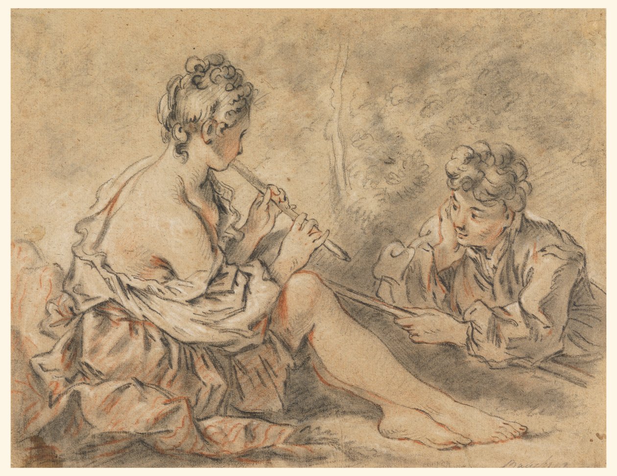 Pastora fent tubs a un pastor Pastora fent tubs a un pastor tekijältä after Francois Boucher