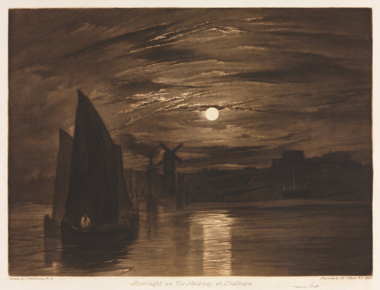 Moonlight Medwayllä Chathamissa tekijältä after Frank Short