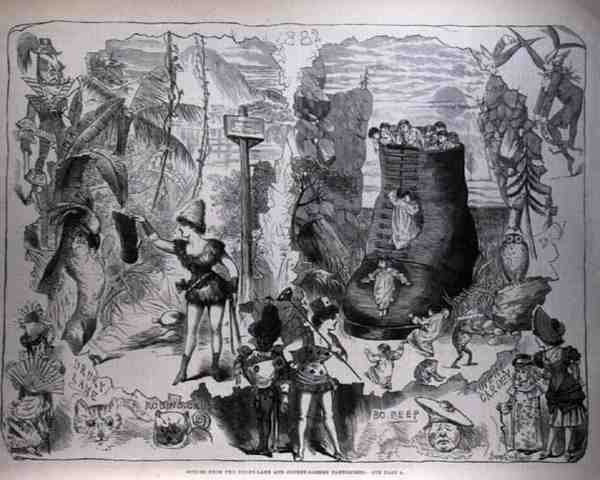 Kohtauksia Drury Lanesta ja Covent Garden Pantomimesista, The Illustrated London News, 7. tammikuuta 1882 tekijältä after George Cruikshank