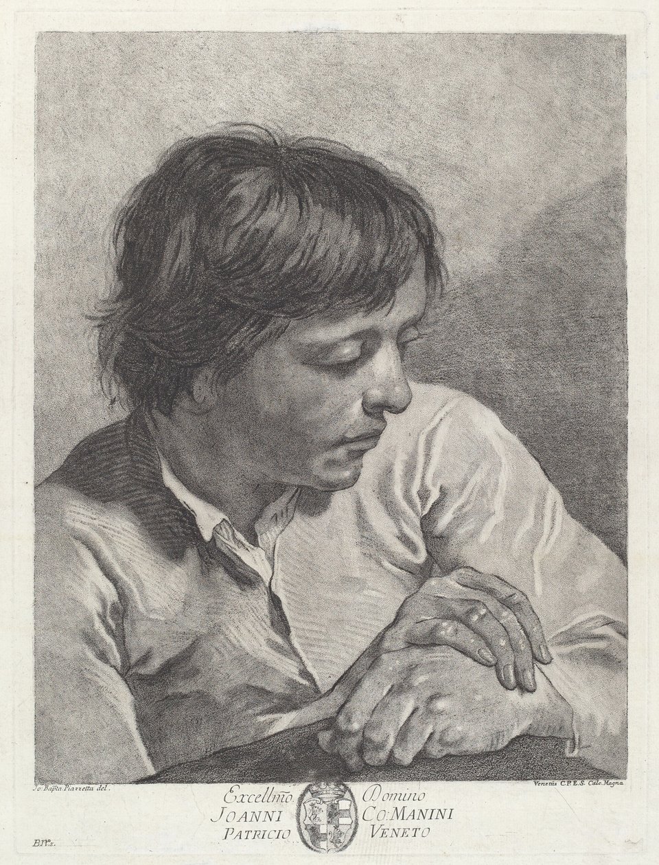 Nuori mies kädet ristissä tekijältä after Giovanni Battista Piazzetta Pietro Scattaglia and Innocente Alessandri