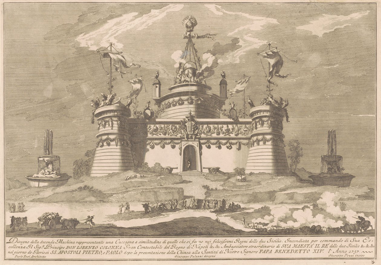 Seconda Macchina Kiinalle 1757: Cockaignen linnoitus tekijältä after Giuseppe Palazzi Giuseppe Pozzi after Paolo Posi