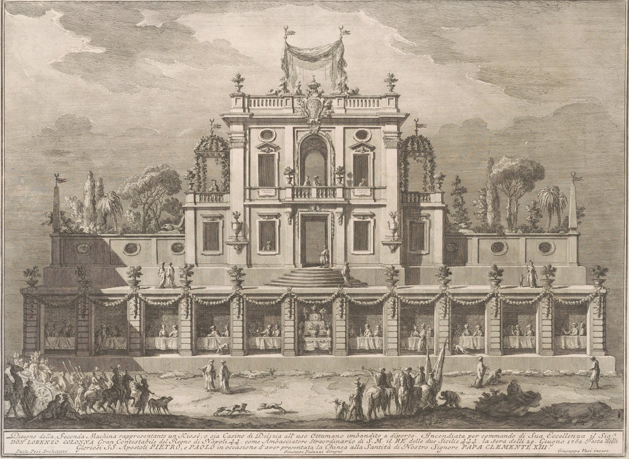 Seconda Macchina Chinealle vuodelta 1762: Kioski tai huvitalo ottomaanityyliin tekijältä after Giuseppe Palazzi Giuseppe Vasi after Paolo Posi