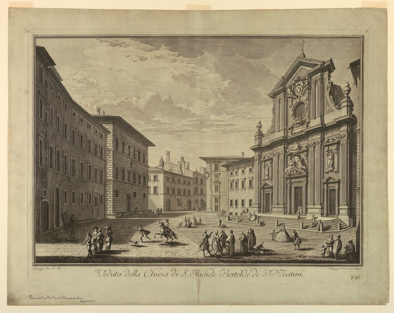 Näkymä Firenzeen, lautanen "XXIV:n valinta Näkymät Firenzen kaupungin pääalueille, aukioille, kirkoille ja palatseille" tekijältä after Giuseppe Zocchi