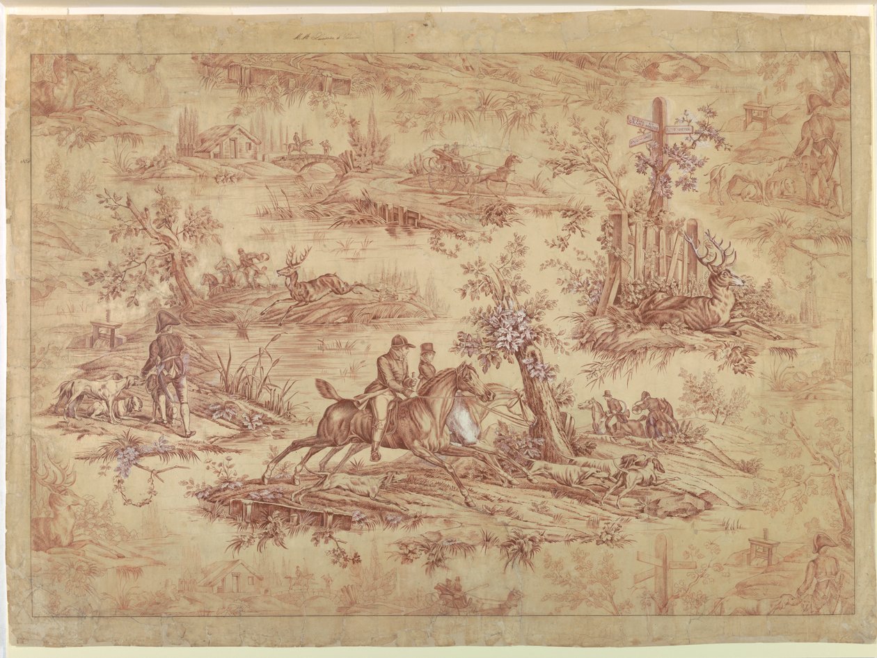 Sarjakuva puuvillapainetulle tekstiileille, La Route de Jouy tekijältä after Horace Vernet