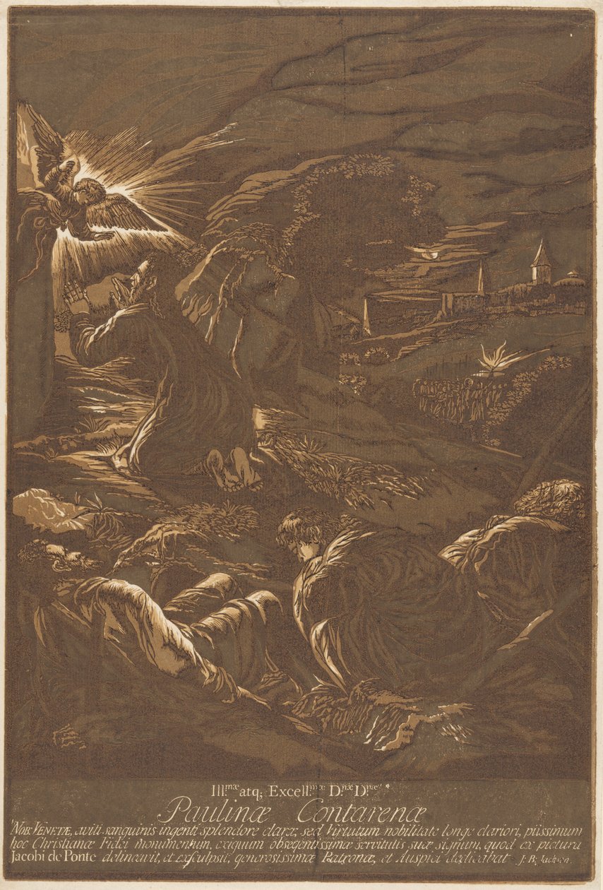 Crist a la muntanya de les oliveres finès tekijältä after Jacopo Bassano John Baptist Jackson