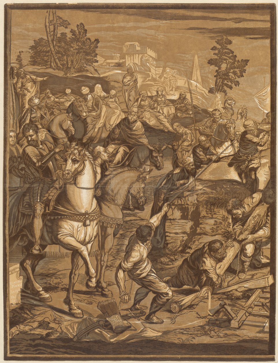 Ristiinnaulitseminen (vasen paneeli) tekijältä after Jacopo Tintoretto John Baptist Jackson