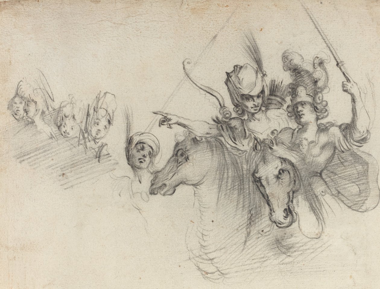 Figuurit hevosen selässä [verso] tekijältä after Jacques Bellange
