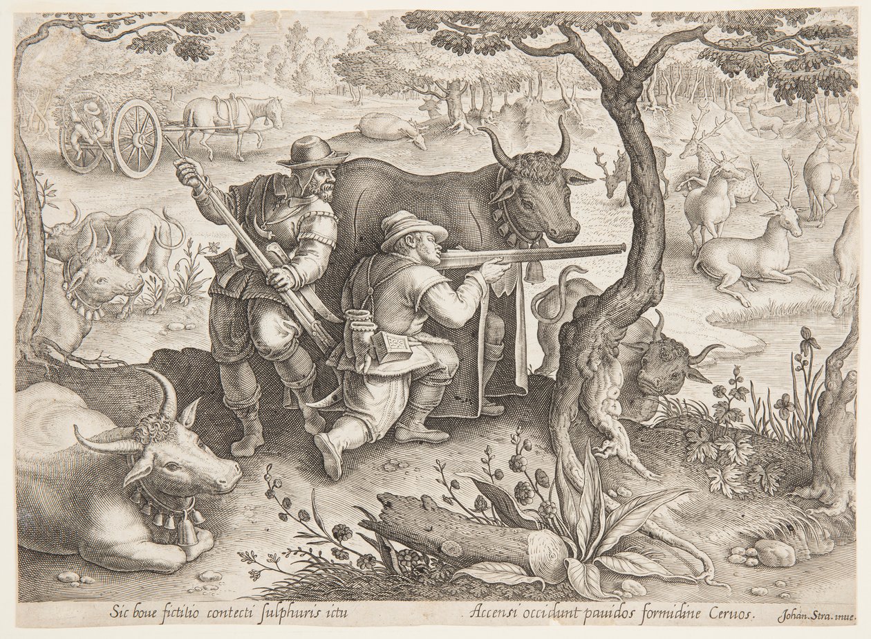 Hirven metsästys tekijältä after Jan van der Straet, called Stradanus