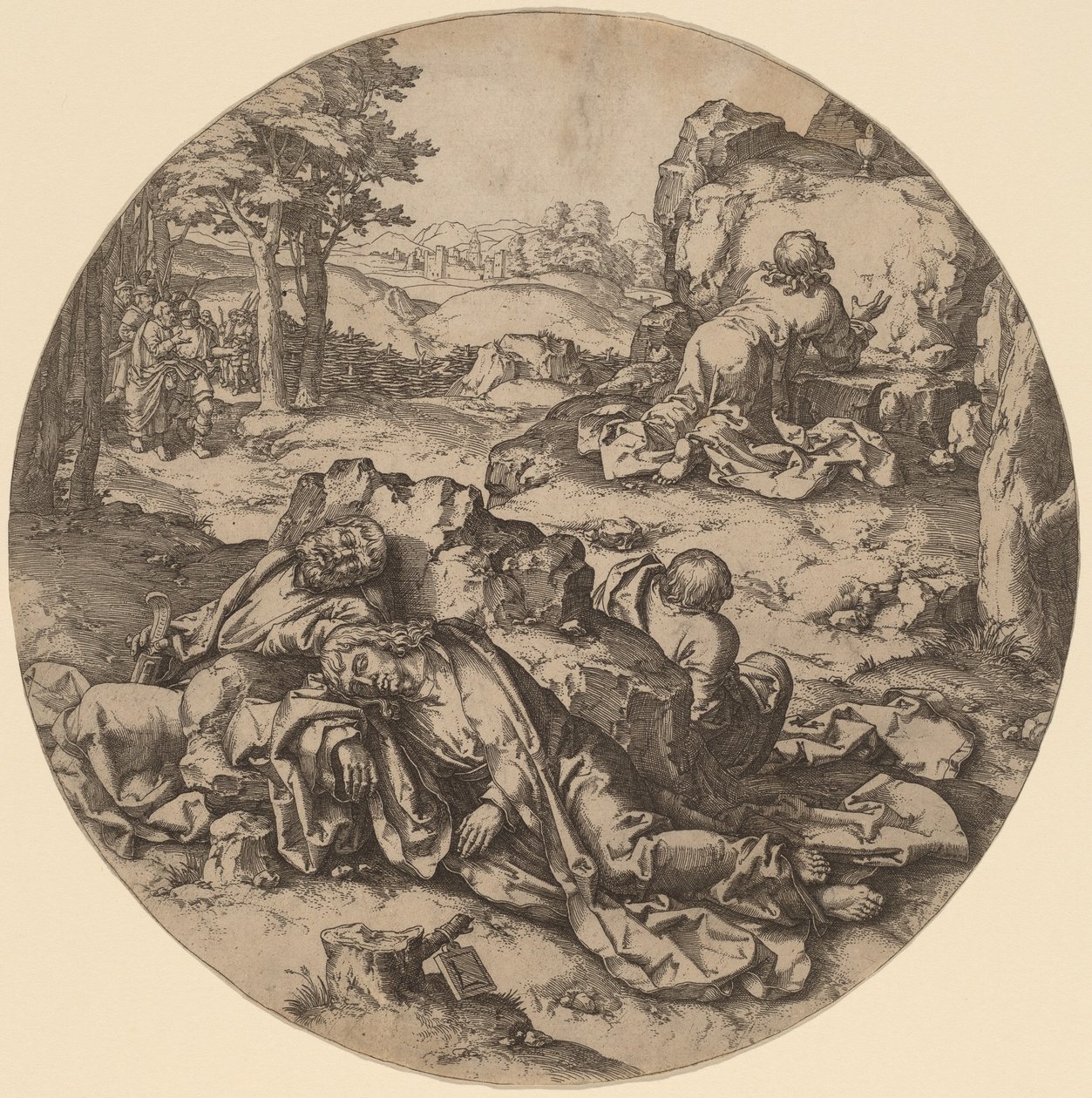 Kristus Öljymäellä tekijältä after Lucas van Leyden