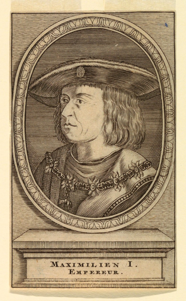 Maximilian I:n (1459-1519) muotokuva tekijältä after Lucas van Leyden