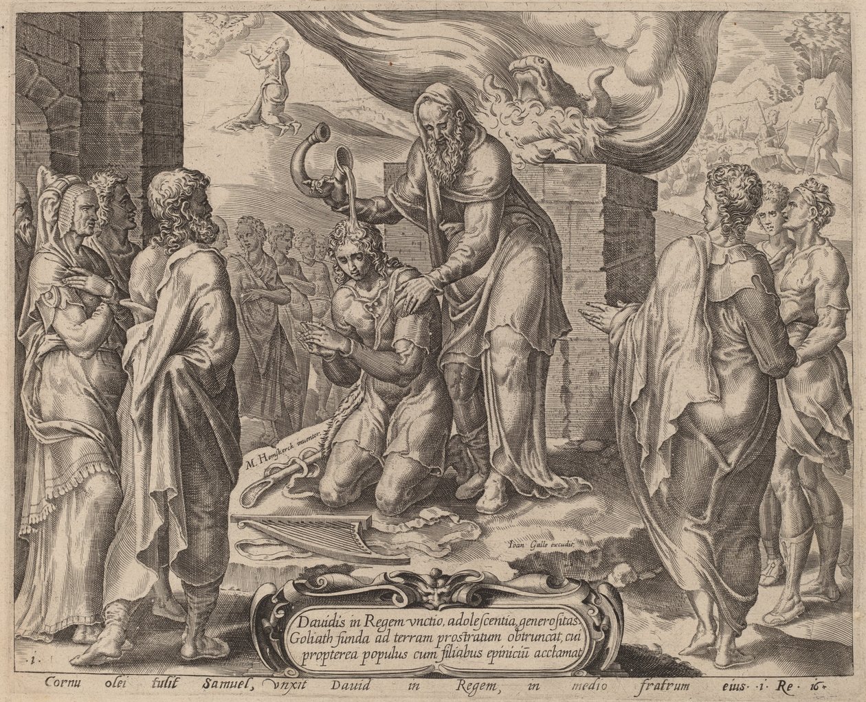 Samuel voitelee Daavidin tekijältä after Maerten van Heemskerck