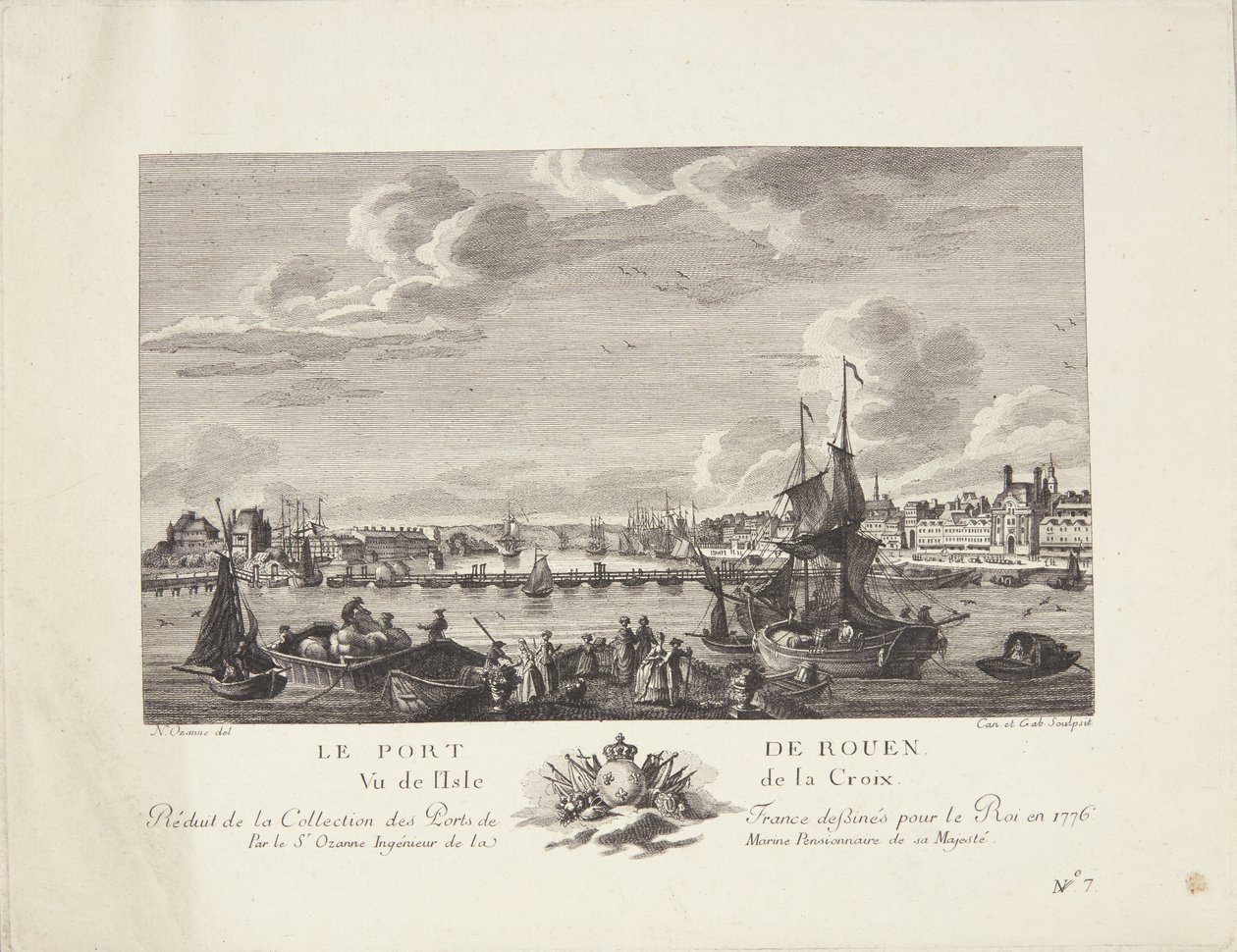 Rouenin satama (Le port de Rouen) tekijältä after Nicolas Marie Ozanne