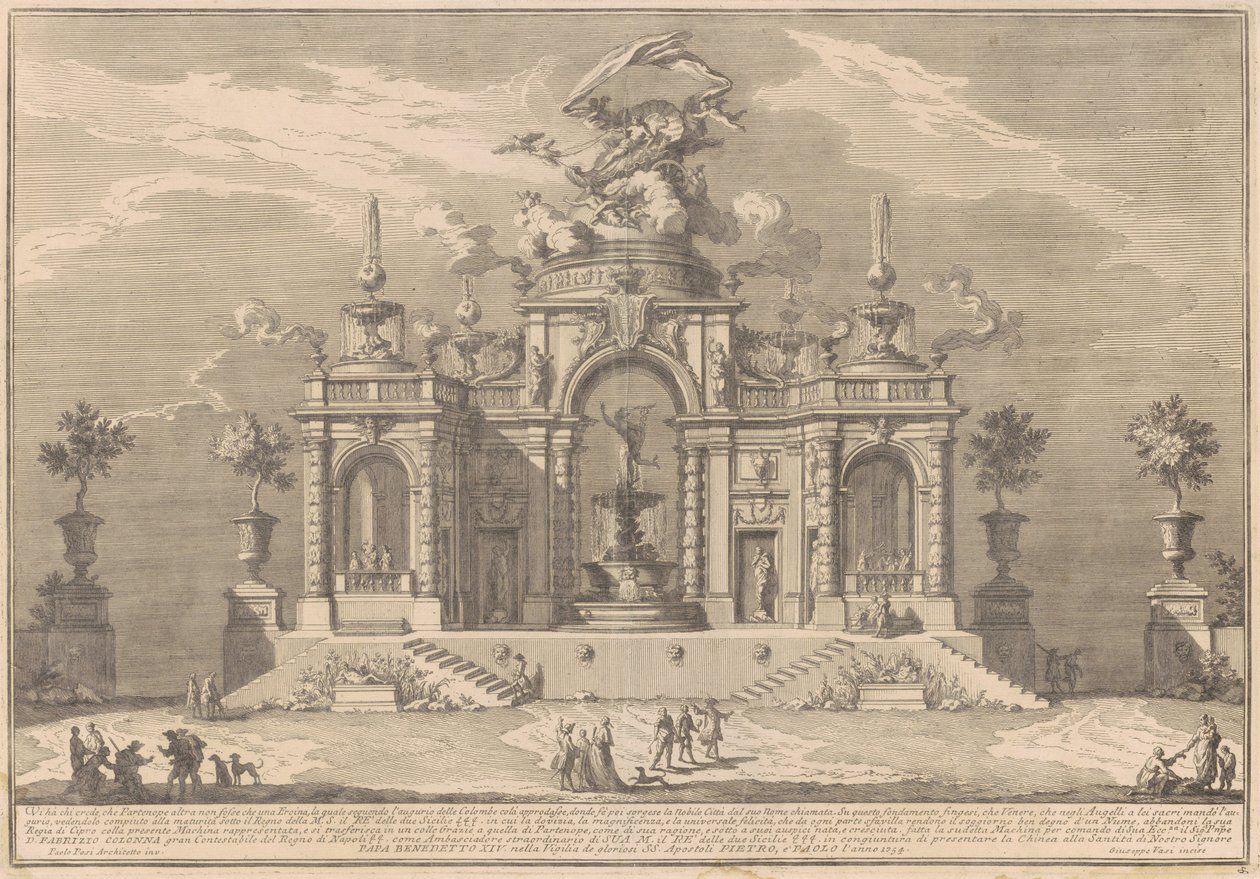 Prima Macchina Chinealle vuodelta 1754: Venuksen palatsi Kyproksella tekijältä after Paolo Posi Giuseppe Vasi
