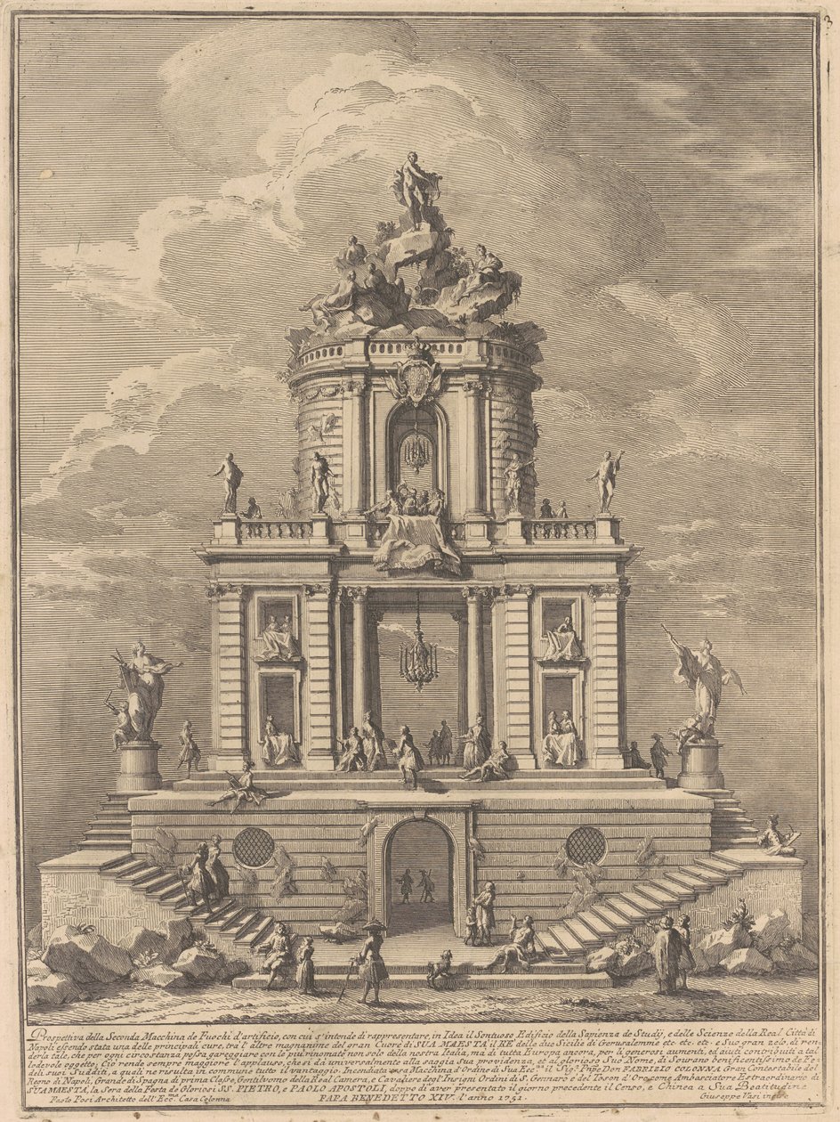 Kiinan Seconda Macchina 1751: Viisauden, opintojen ja tieteiden palatsi tekijältä after Paolo Posi Giuseppe Vasi