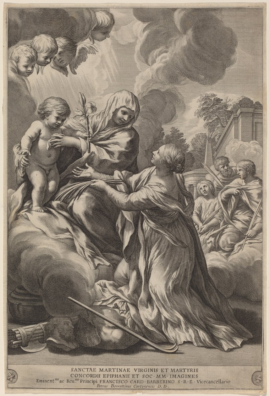Neitsyt ja lapsi marttyyrien kanssa tekijältä after Pietro da Cortona