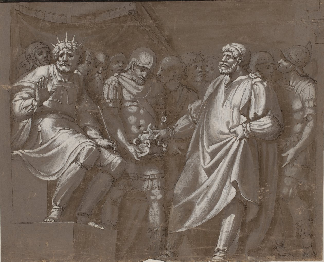 Mucius Scaevola ennen Porsennaa tekijältä after Polidoro da Caravaggio