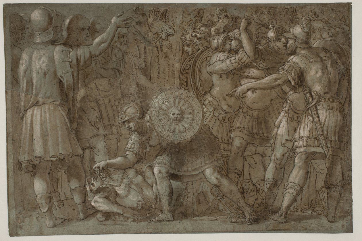 Kohtaus Rooman historiasta tekijältä after Polidoro da Caravaggio