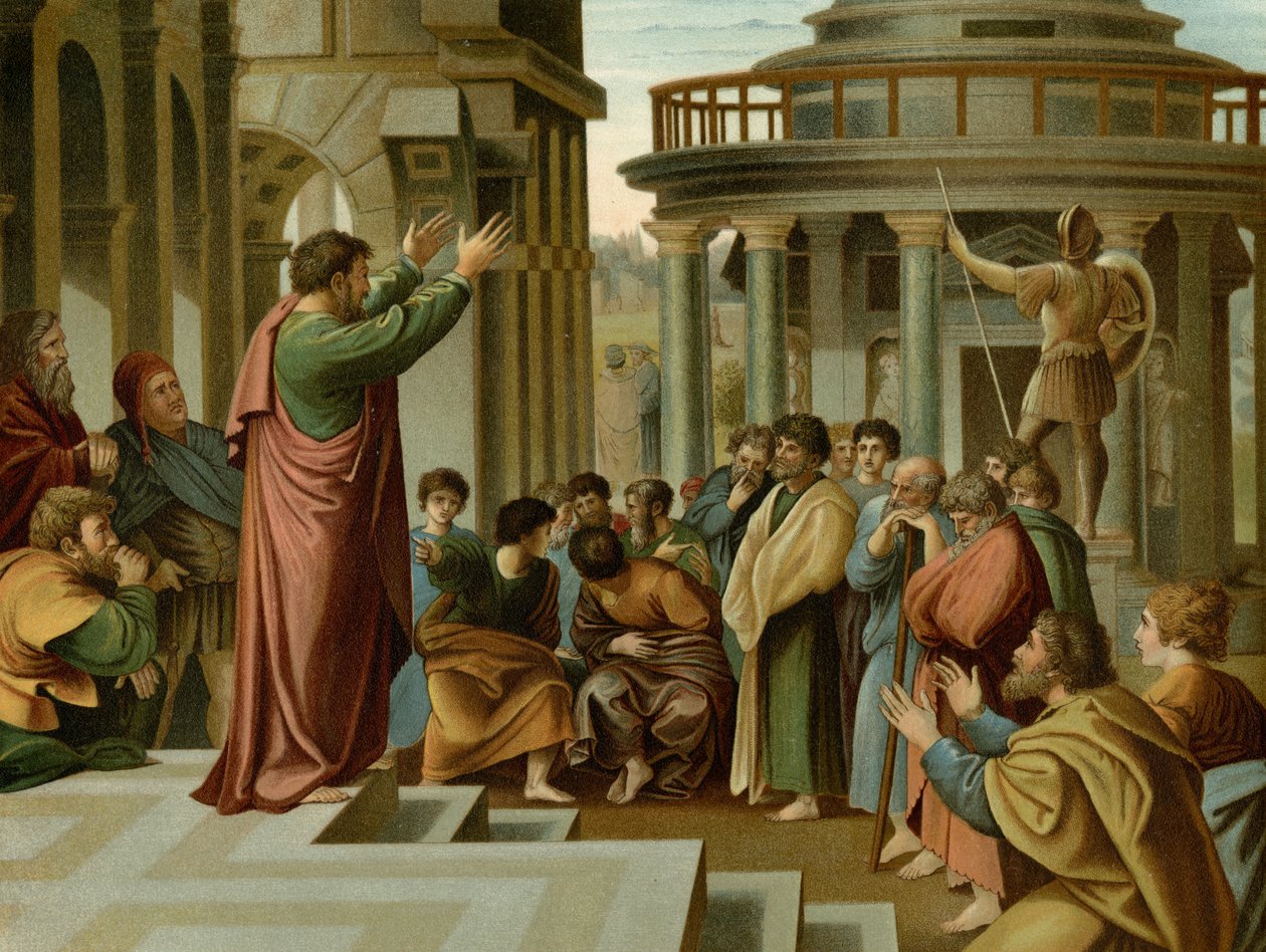 Paavali saarnaa Ateenassa tekijältä after Raphael