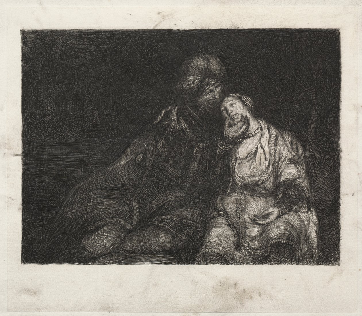 Kaksi figuuria tekijältä after Rembrandt van Rijn