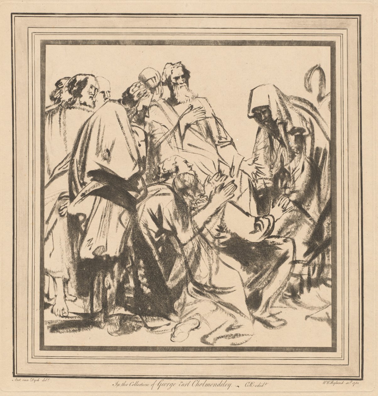 Jaakob suostutteli lähettämään Benjaminin veljiensä kanssa Egyptiin tekijältä after Sir Anthony van Dyck William Wynne Ryland