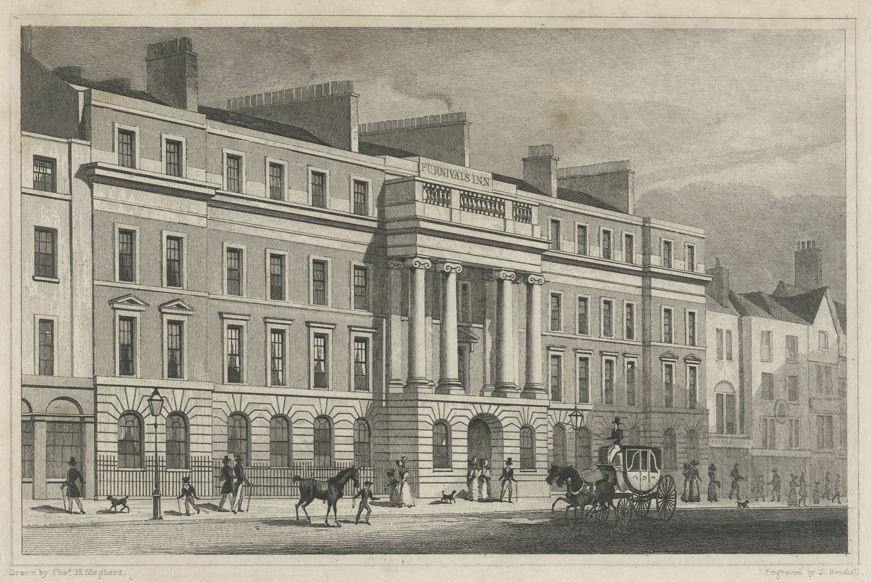 Furnivals Inn Holborn, 1825 tekijältä Thomas Hosmer after Shepherd