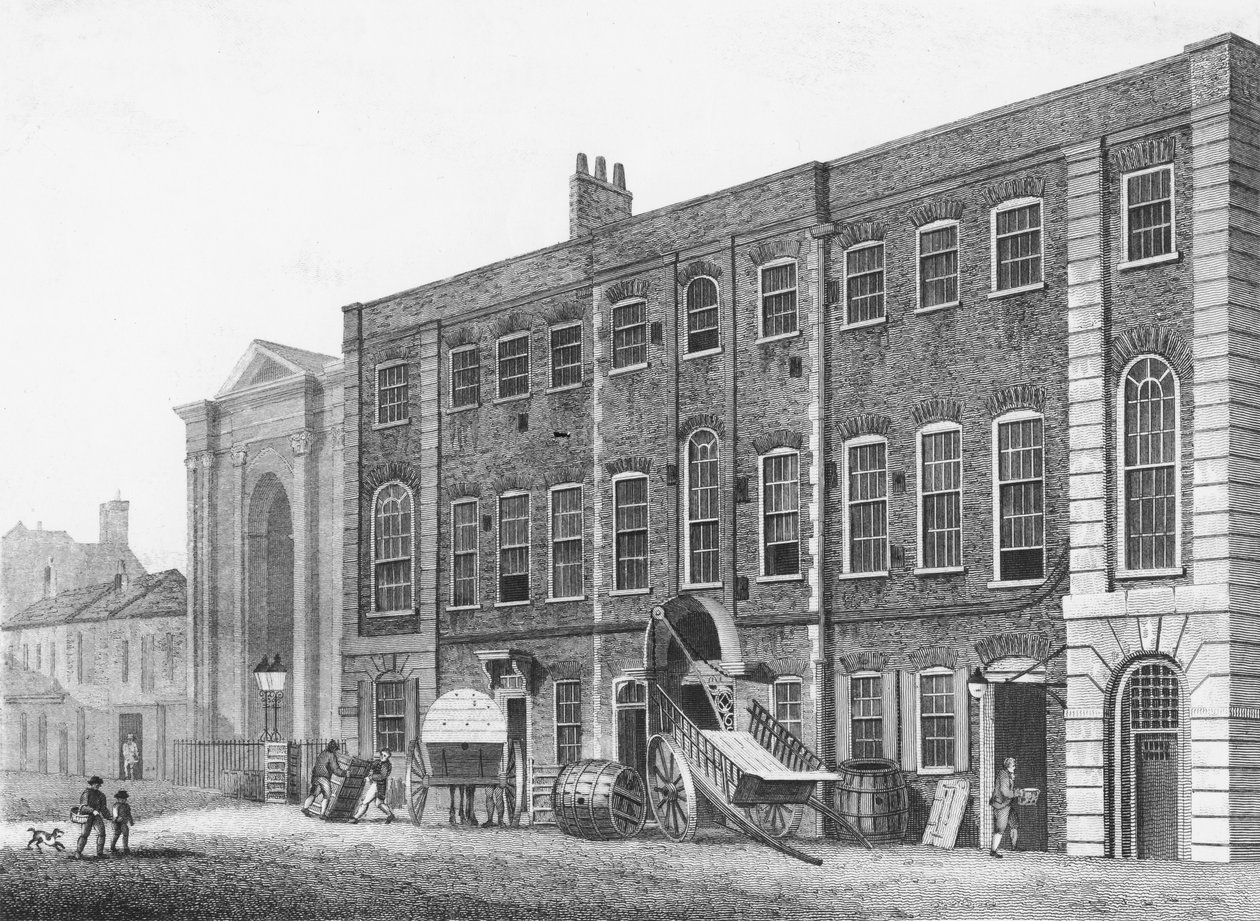 Eteläinen näkymä Theatre Royalista Portugal Streetillä, Lincolns Inn Fields, 1811 tekijältä Thomas Hosmer after Shepherd