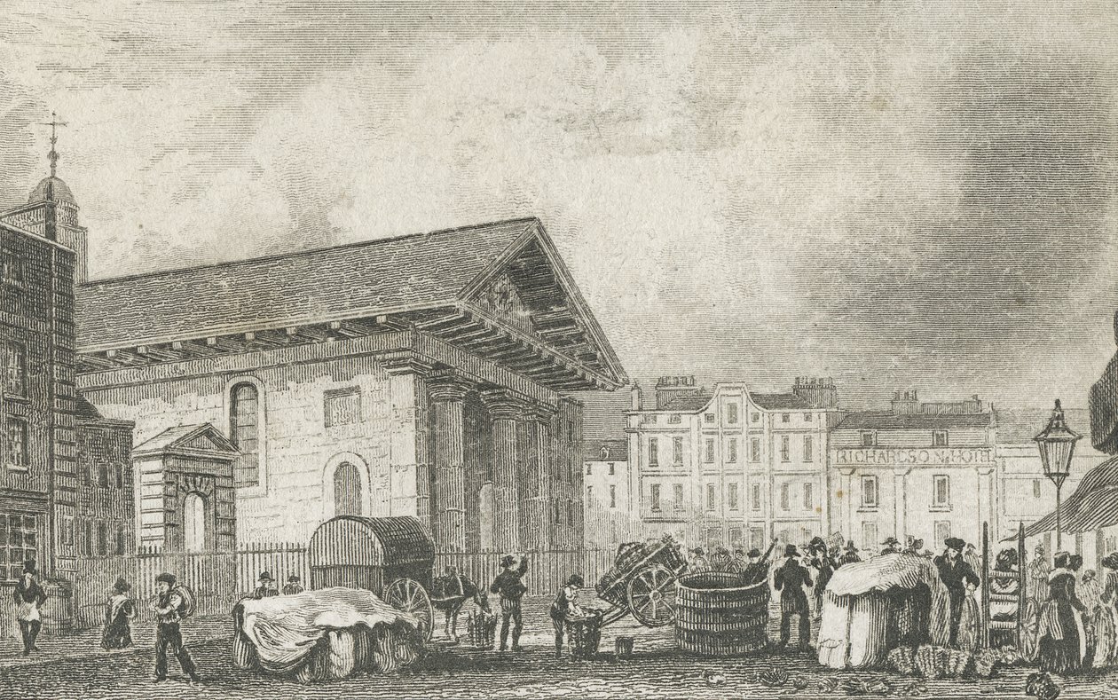 St Pauls Covent Garden, noin 1810 tekijältä Thomas Hosmer after Shepherd